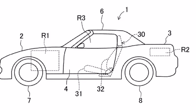 Electric Mazda MX-5 Miata Could Use an Unorthodox Battery Layout, Patent Suggests